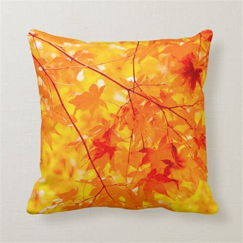Autumn Leaves Nature Orange Throw Pillow