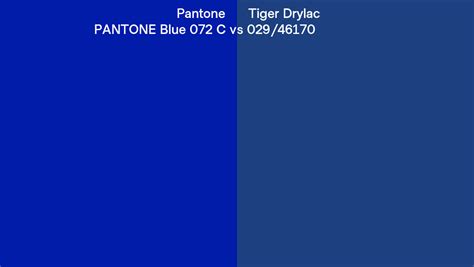 Pantone Blue 072 C Vs Tiger Drylac 029 46170 Side By Side Comparison