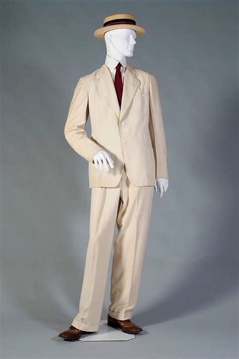 1920′s Linen Suit And Straw Boater Hat American Kent State University