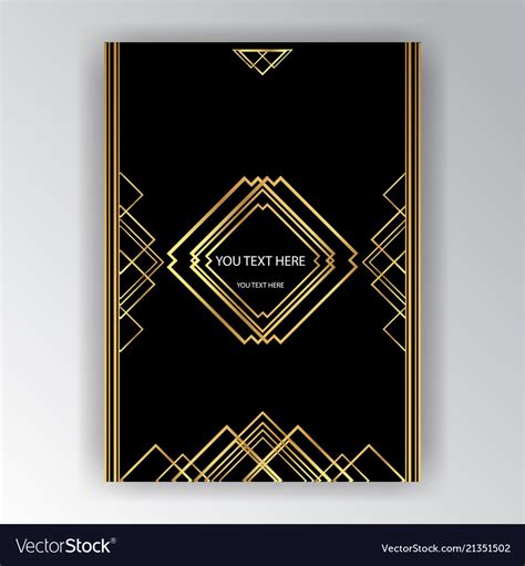 Art Deco Template Golden Black A4 Page Menu Vector Image