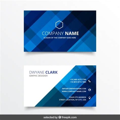 Free Vector Geometrical Business Card In Blue Tones Business Cards