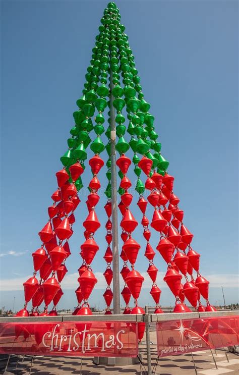 Green And Red Plastic Christmas Tree Sculpture In Melbourne Australia