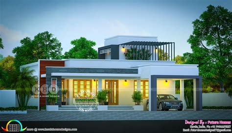May 2018 Home Flat Roof Single Storied House Kerala Home Design And