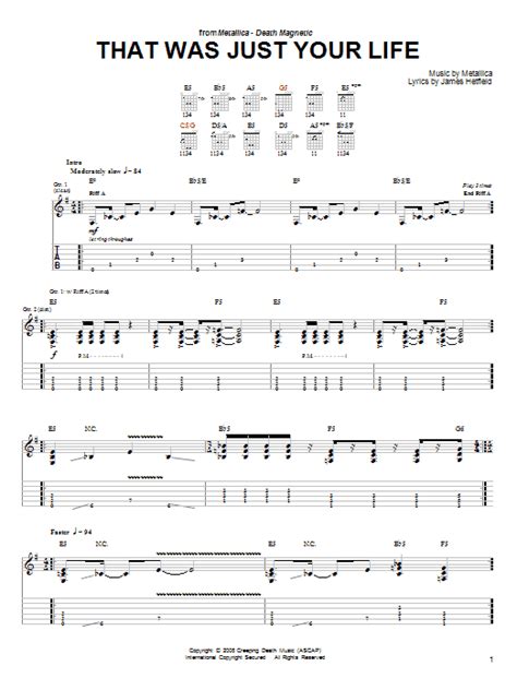 Welcome to songs explained. the series where we take a deep dive into tracks that are popular in our chordify community. That Was Just Your Life by Metallica - Easy Guitar Tab ...