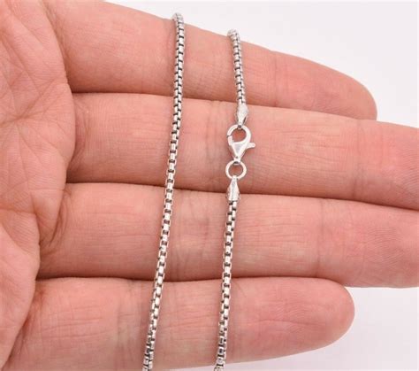 2mm Round Box Chain Necklace Real Sterling Silver Platinum Etsy