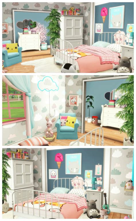 Sims 4 Kawaii Bedroom 💛 Room Build Custom Content List Sims 4