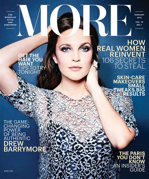 DREW BARRYMORE in MORE Magazine, February 2015 Issue - HawtCelebs