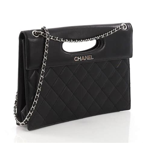 Chanel Delivery Cutout Handle Bag Quilted Lambskin Large At 1stdibs