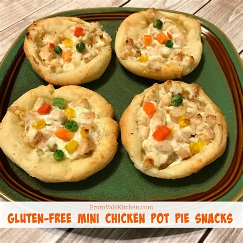 These mini chicken pot pies make a perfect storable meal. Gluten-free Mini Chicken Pot Pie Snacks Recipe ~ From Val ...