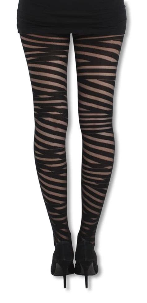 Black Stripe Tights Gothic Black Pantyhose Tights With Pattern Horror Shop Com