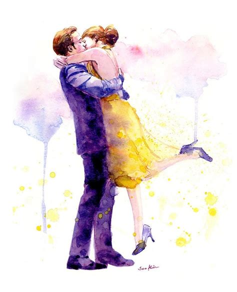 Romantic Couple Watercolor Painting Print Kissing Couple Etsy