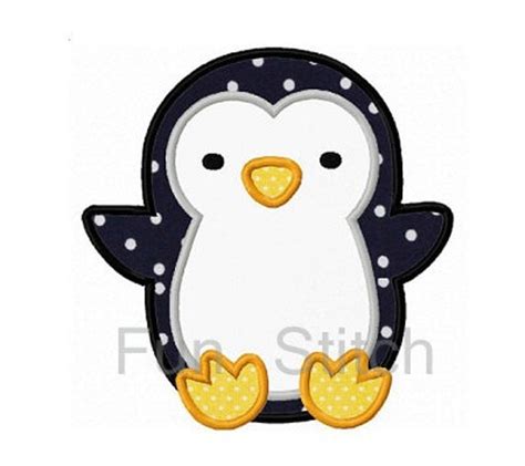 Cute Penguin Applique Machine Embroidery Design By Funstitch