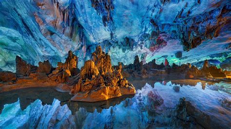 Картинки китай пещера отражение красота чудеса природы пещера