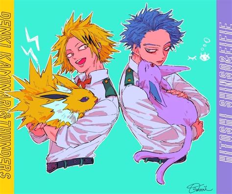 Shinsou Hitoshi And Kaminari Denki Heroe Fondos Animales Fondo De