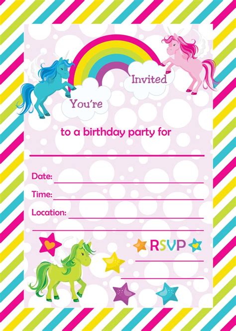 printable golden unicorn birthday invitation template