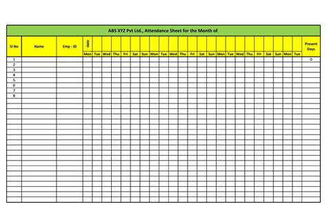 Printable attendance sheets