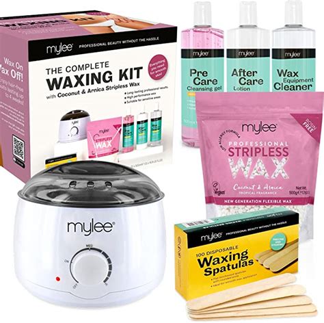 Mylee Professional Complete Waxing Kit With Wax Heater Hard Wax Beads 500g Applicator Spatulas