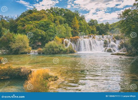 Waterfall In Krka National Park Famous Skradinski Buk Croatia
