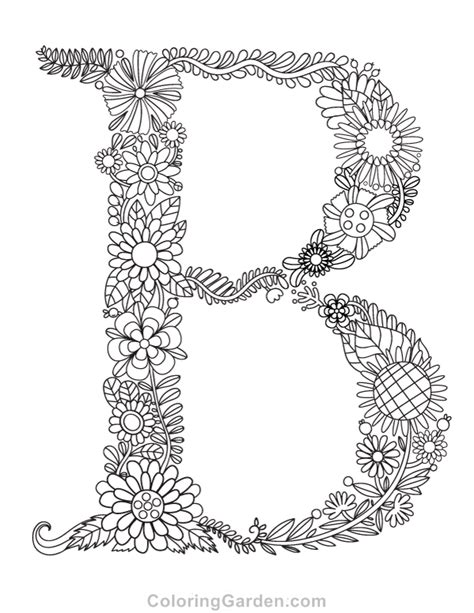 Check spelling or type a new query. Floral Letter "b" Adult Coloring Page
