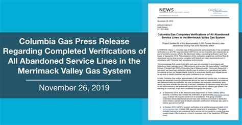 Columbia Gas Completes Verifications Of All Abandoned Service Lines In