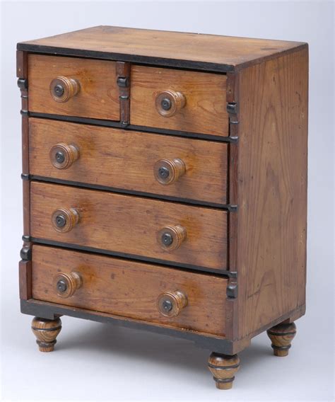 Miniature Scottish Pitch Pine Chest Of Drawers With Two Short Over