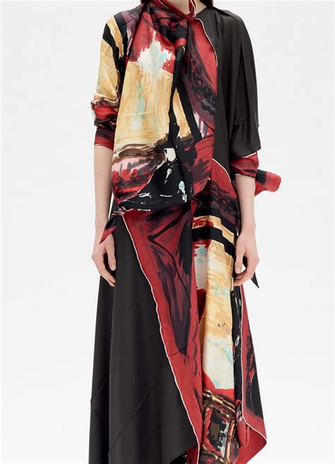 Asymmetrical dress in 'theater' printed silk | CÉLINE | Dresses, Asymmetrical dress, Fashion
