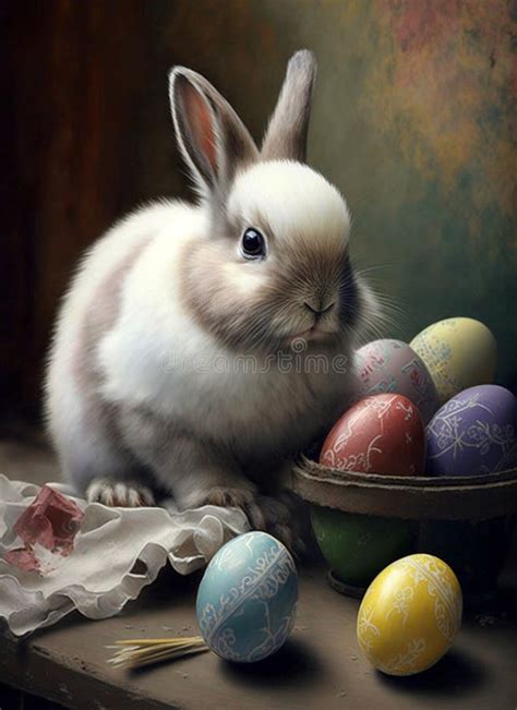 Easter Bunny With Painted Easter Eggs Stock Illustration Illustration