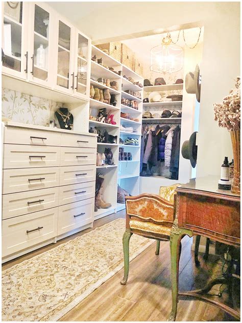 Master Closet With Vintage Vanity And Built In Dresser Built In