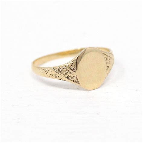 Blank Signet Ring Antique 10k Solid Gold Oval Unadorned Etsy Canada