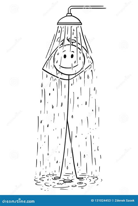 Cartoon Of Man Taking A Shower Stock Vector Illustration Of Drop Lifestyle 131024453