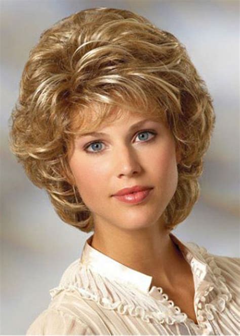 Womens Short Layered Hairstyle Blonde Curly Synthetic Hair Capless