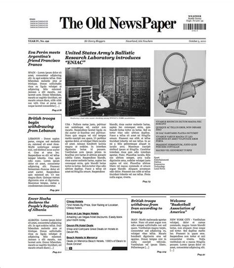 12 Old Newspaper Templates To Download Sample Templates