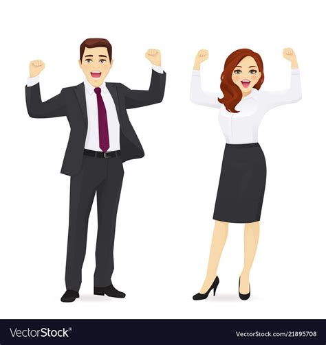 Happy Business Man And Woman Royalty Free Vector Image Business Man