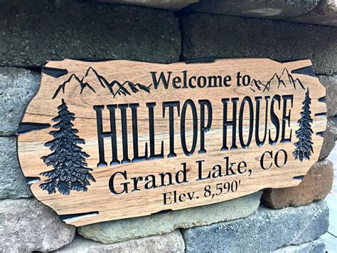 Can you use wood sealer on outdoor signs? Outdoor Signs Wooden Carved Cabin Sign Pine Trees Camp ...