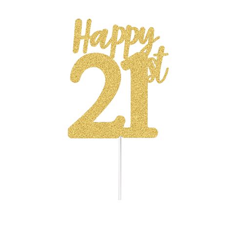 Happy 21st Cake Topper 21st Birthday Cake Topper Gold Etsy 21st
