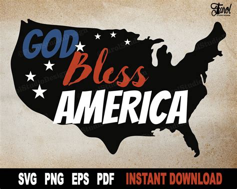 God Bless America SVG Cut Files For Cricut Silhouette USA Etsy