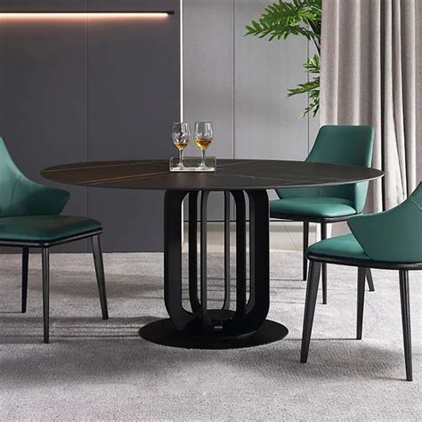 Jacqueline Round Dining Table In Black Charmydecor