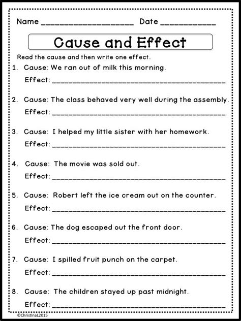 Cause And Effect Examples 3rd Grade