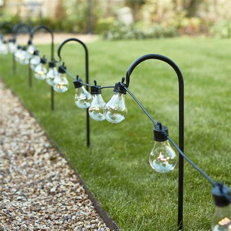 15x Black Metal Garden Festoon Pole 60cm Shepherds Hook String Lights