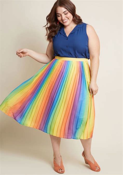 Beautifully Upbeat Pleated Midi Skirt In Rainbow Modcloth Teal Midi