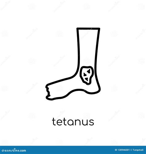 Tetanus Line Icon Vaccination And Foot And Nail Lockjaw Vector Icon