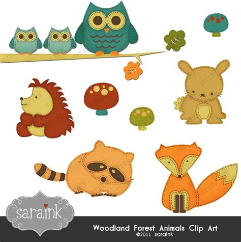 Woodland Forest Animals Clipart Download Cute Digital Clip Etsy