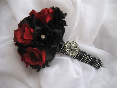Gothic Wedding Bouquet Red And Black Boquet