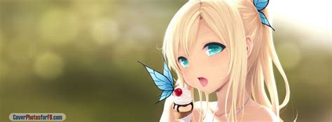 Anime Girl With Blue Butterfly Cover Photos For Facebook