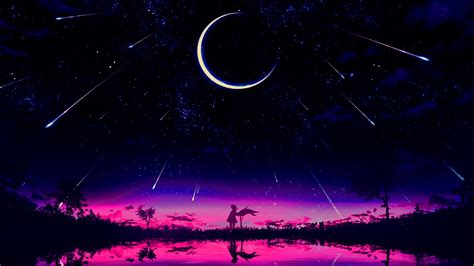 2560x1440 Cool Anime Starry Night Illustration 1440p