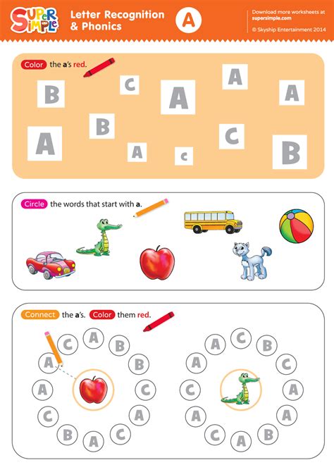 Letter Recognition And Phonics Worksheet A Uppercase Super Simple
