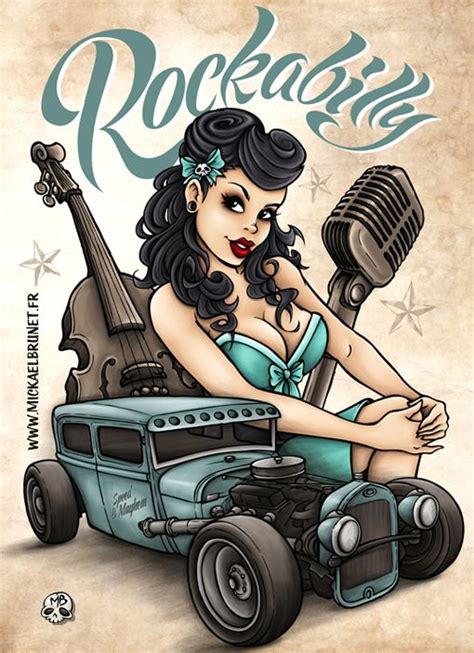 Best Rockabilly Art Images On Pinterest Etchings Garages And Miss Fluff