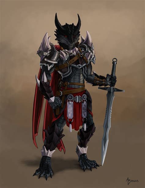 Dragonborn Black Dragon Knight Warrior Dungeons And Dragons