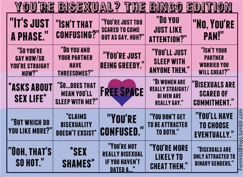 Feminist Bingo Cards Youre Bisexual The Bingo Bisexualnon