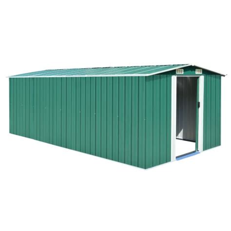 Vidaxl Garden Shed 257x489x181cm Metal Green Outdoor Tool Storage House